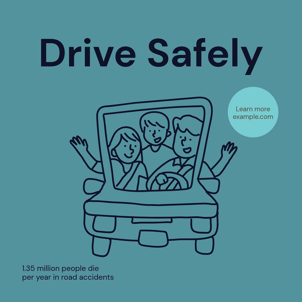 Drive safely Instagram post template, editable text