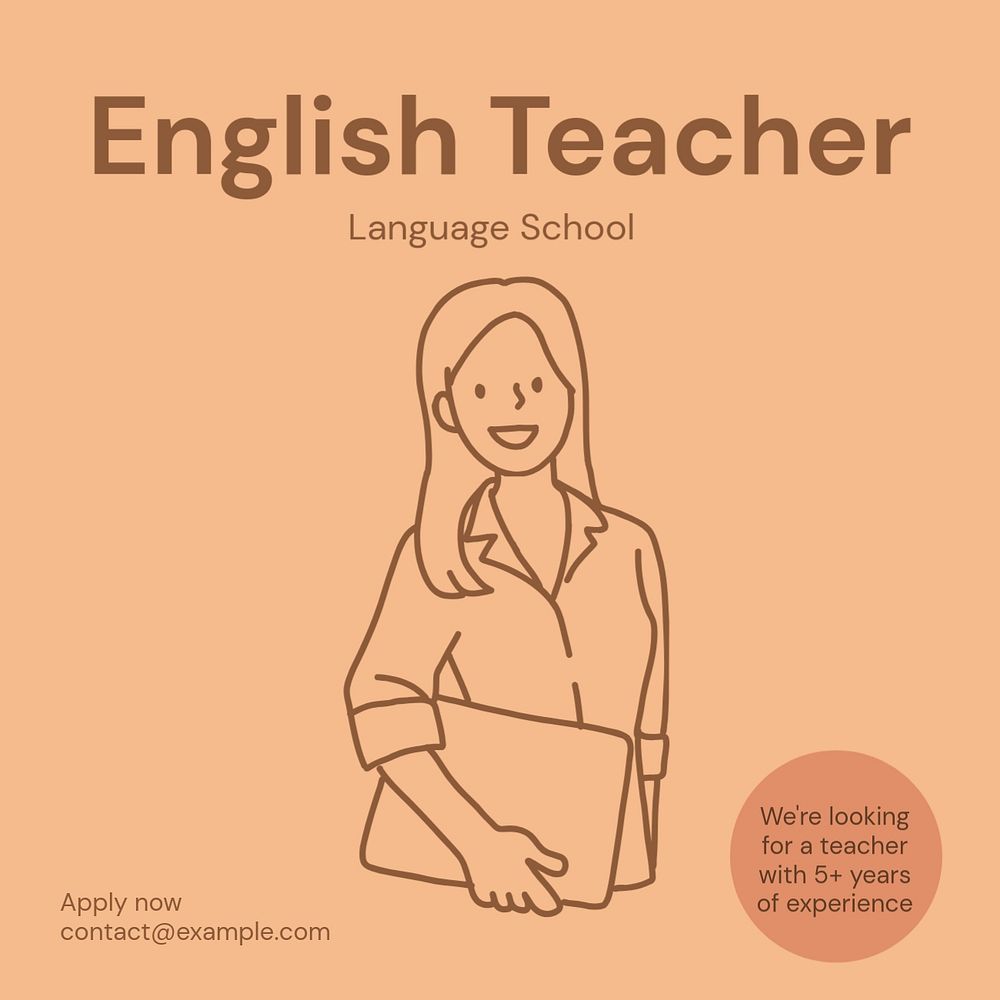 English teacher Instagram post template, editable text