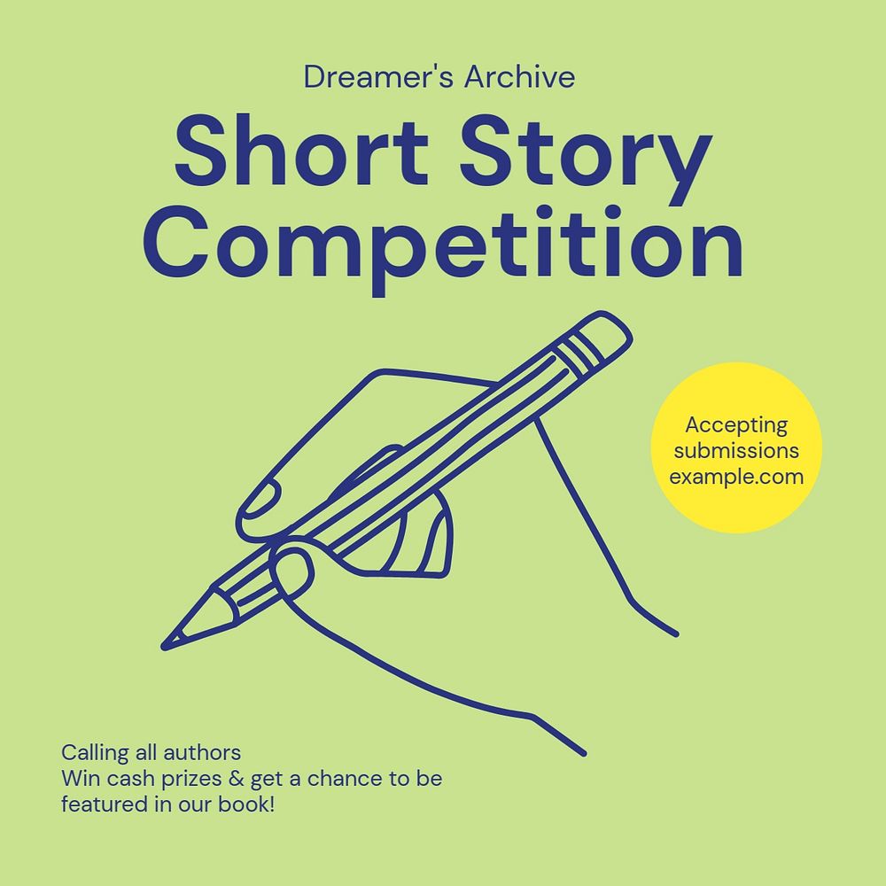 Short story competition Instagram post template, editable text