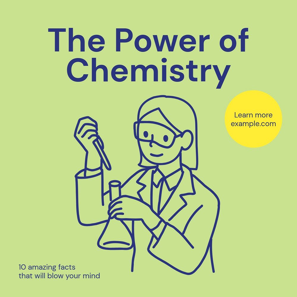 Chemistry power Instagram post template, editable text