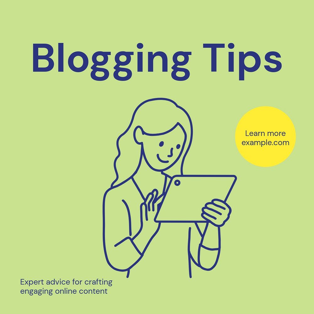 Blogging tips Instagram post template, editable text