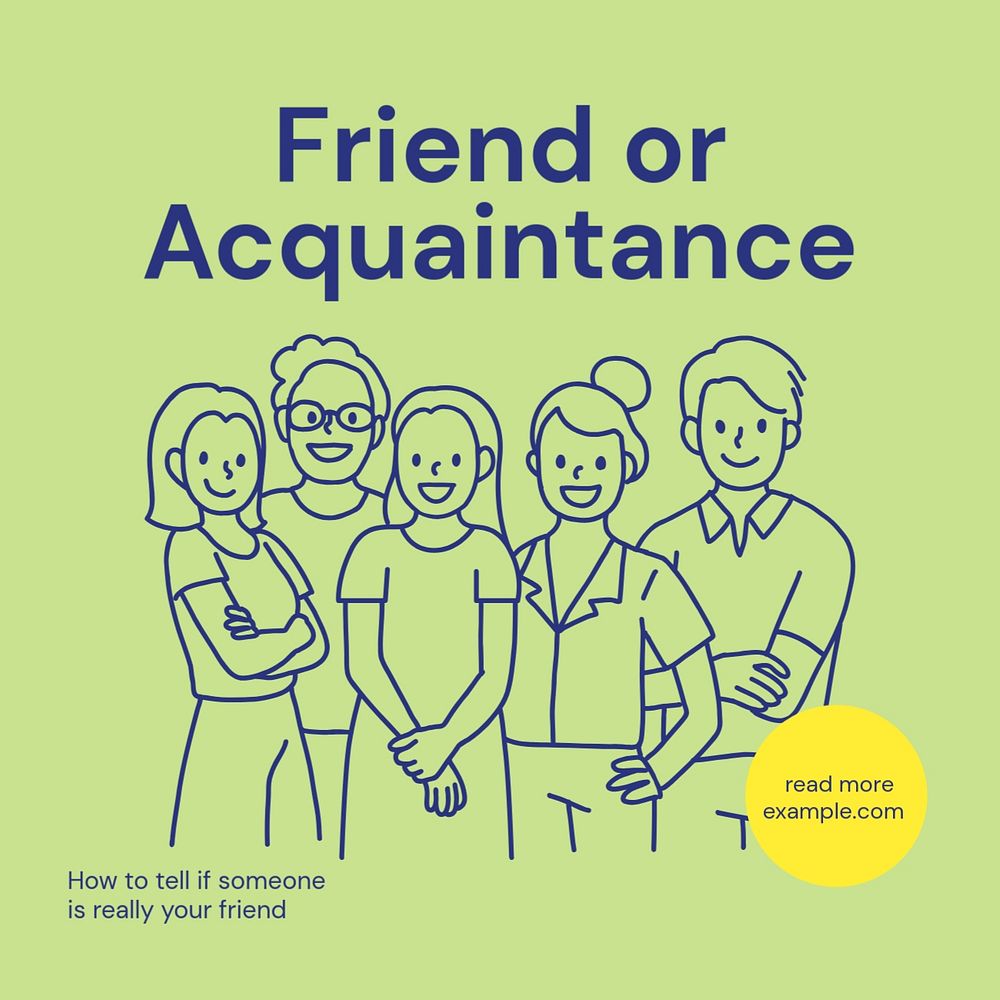 Friend or acquaintance Instagram post template, editable text