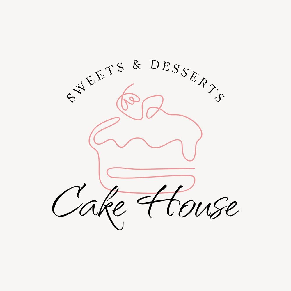 Cake house logo template, editable text