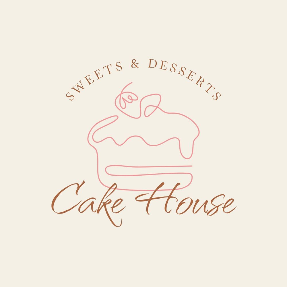 Cake house logo template, editable text