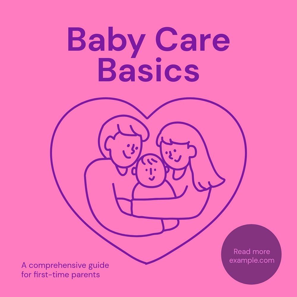 Baby care Instagram post template, editable text