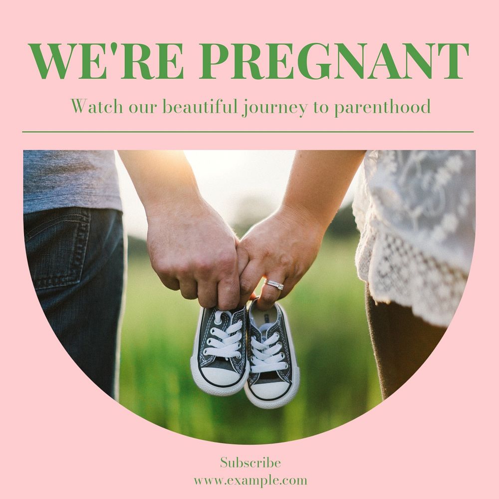 We' pregnant Instagram post template, editable text