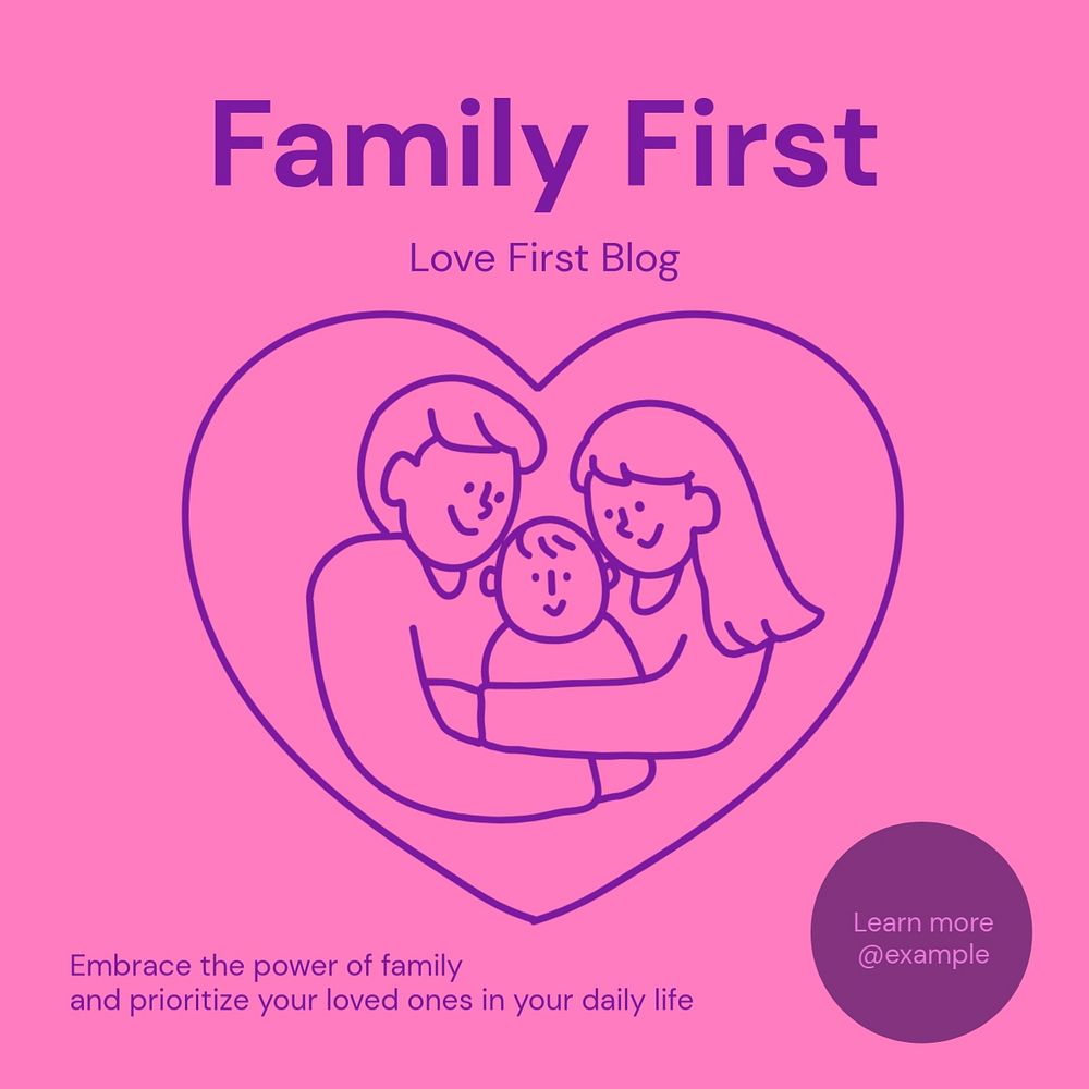 Family first Instagram post template, editable text