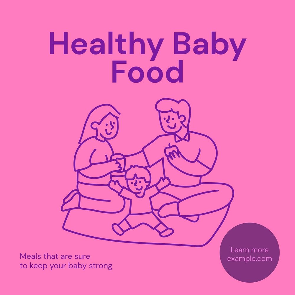 Healthy baby food Instagram post template, editable text