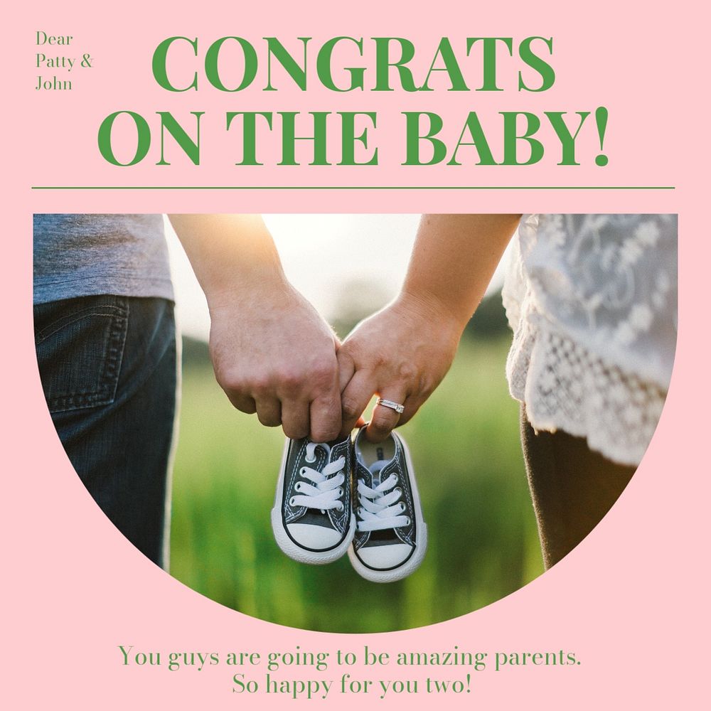 Congrats on the baby Instagram post template, editable text