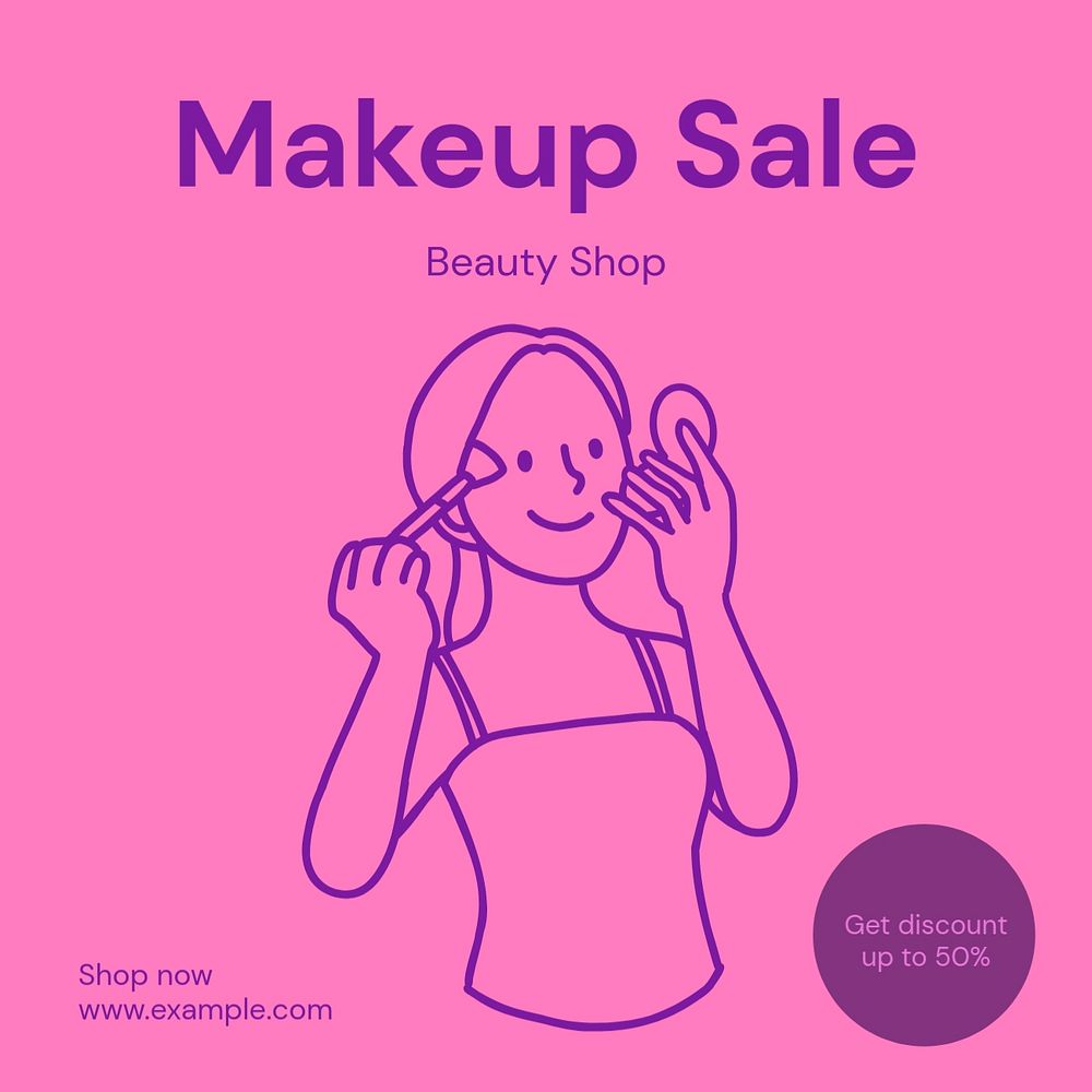 Makeup sale Instagram post template, editable text