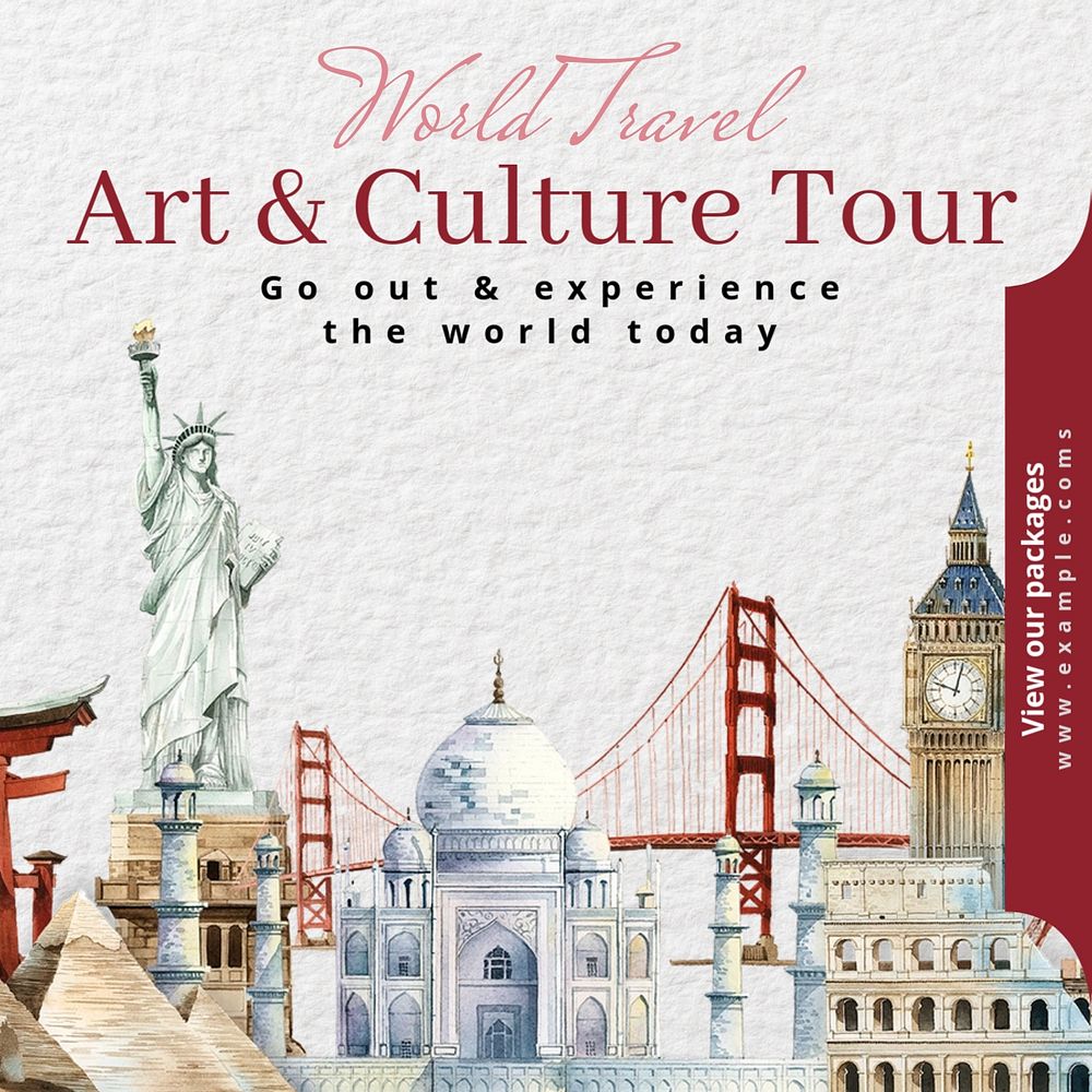 Art & culture tour  Instagram post template, editable text