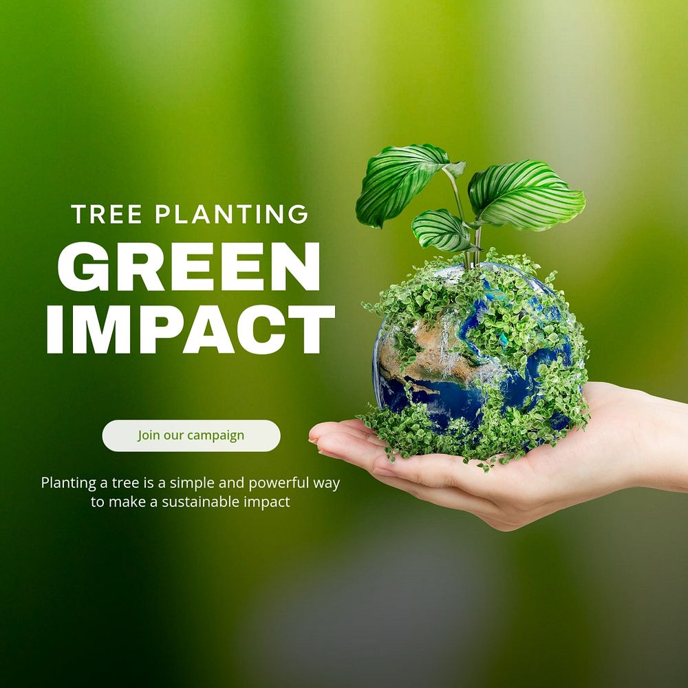 Green impact  Instagram post template, editable text