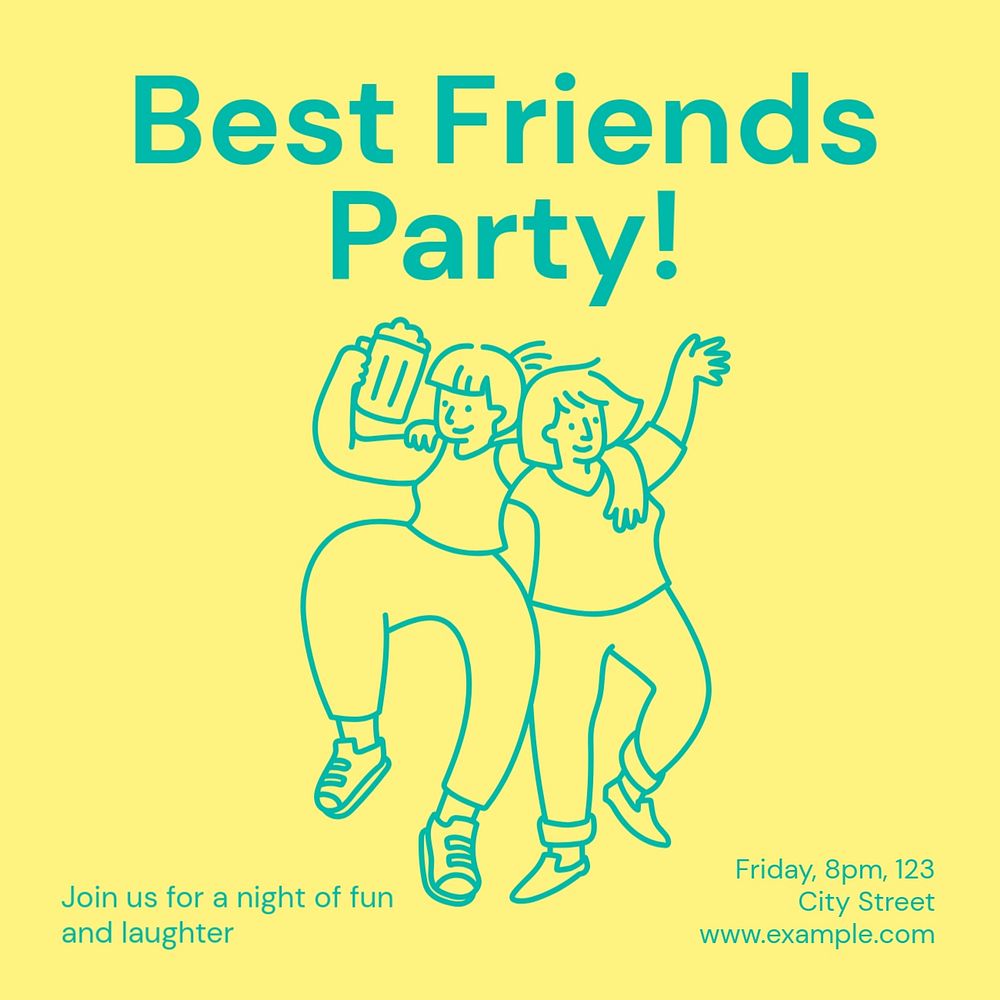 Best friends party Instagram post template, editable text