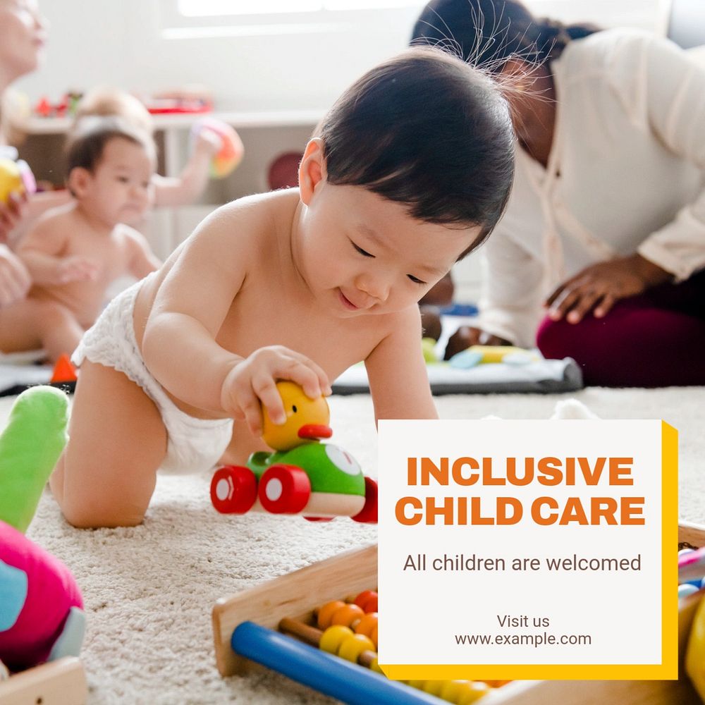 Inclusive child care Instagram post template, editable text