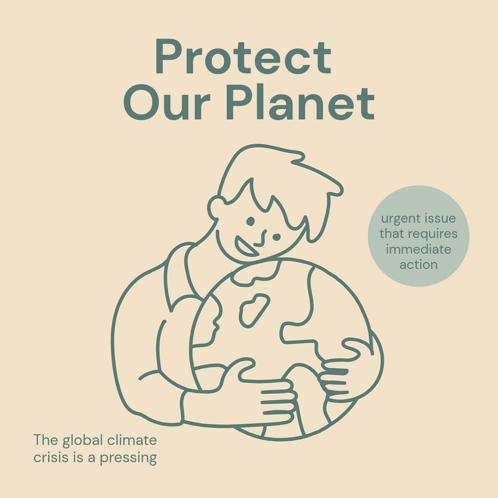 Protect our planet Instagram post template, editable text