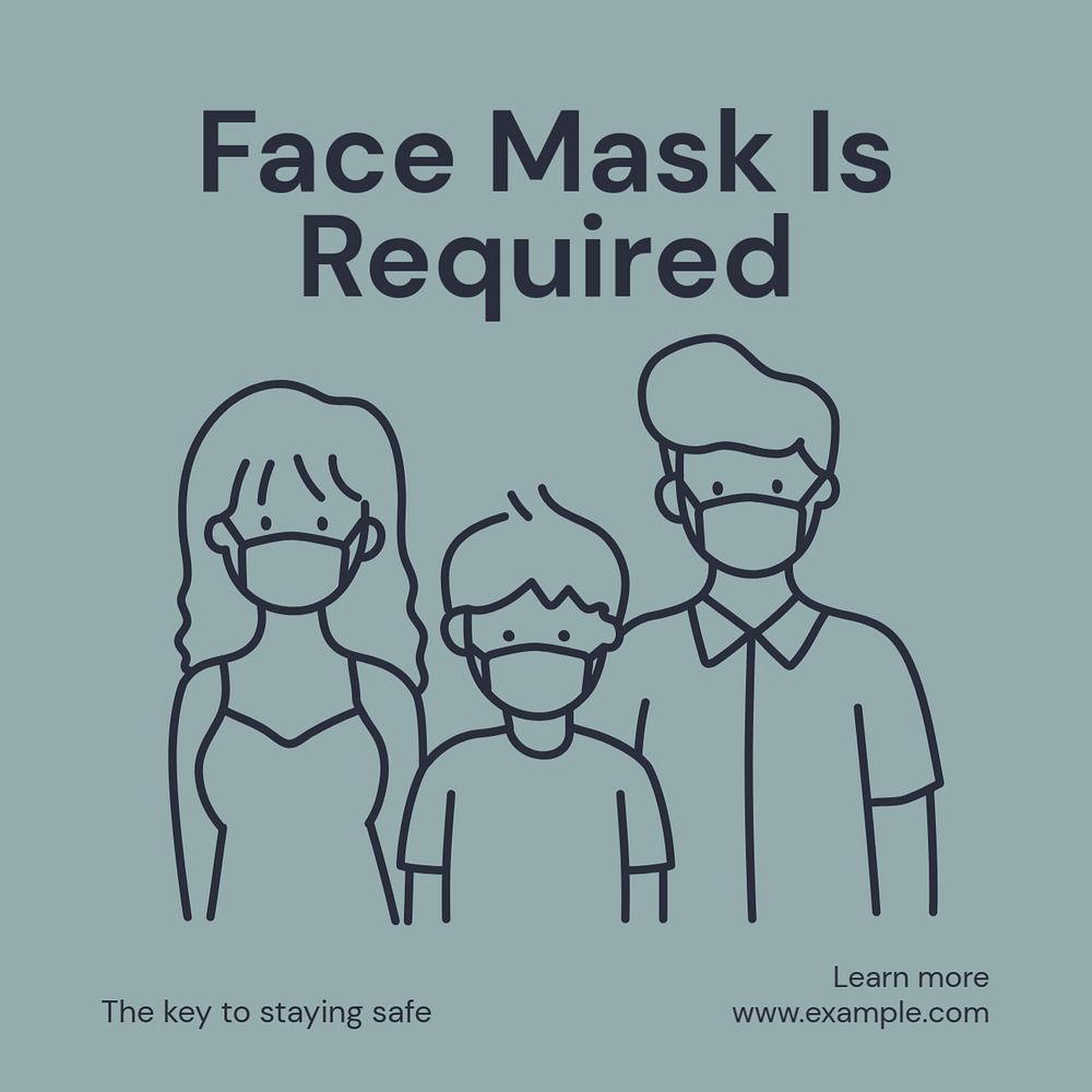 Face mask Instagram post template, editable text