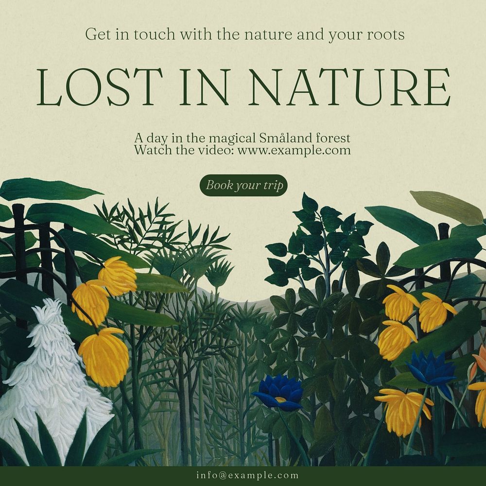 Lost in nature Instagram post template, editable text