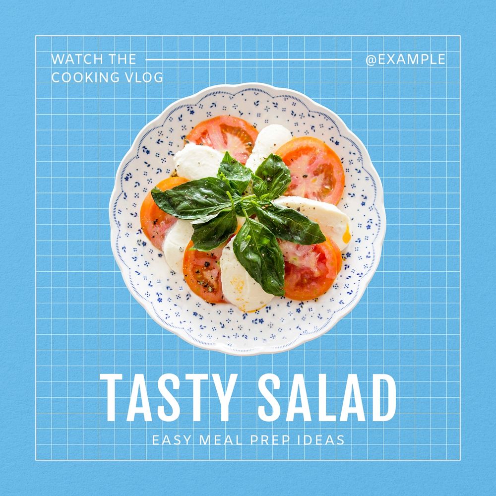 Salad prep Instagram post template, editable text