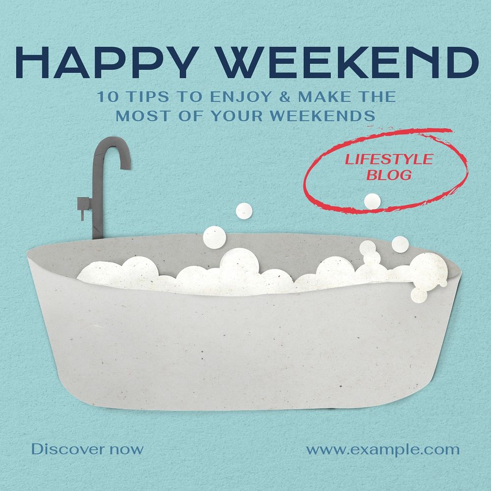 Happy weekend Instagram post template, editable text