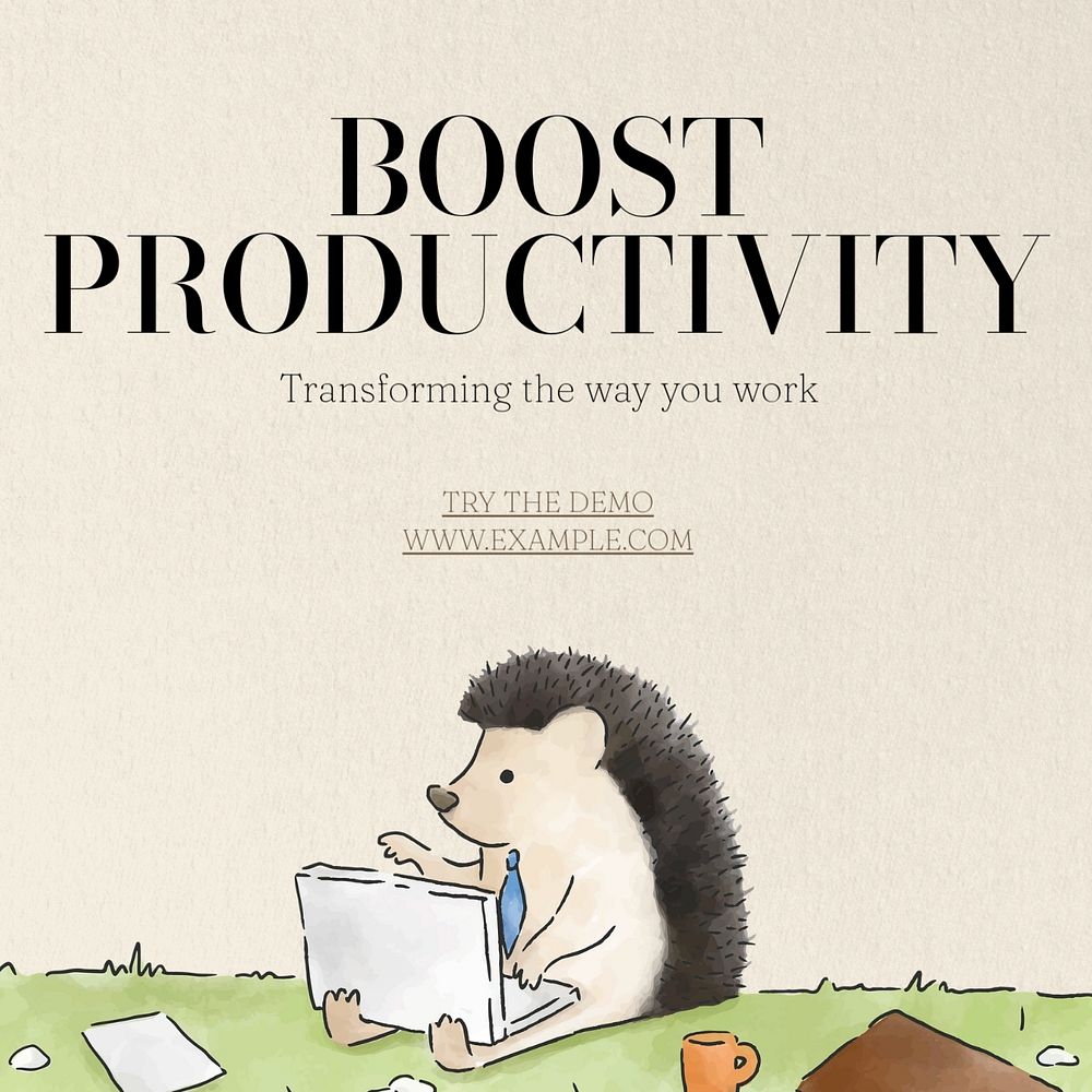 Boost productivity Instagram post template, editable text