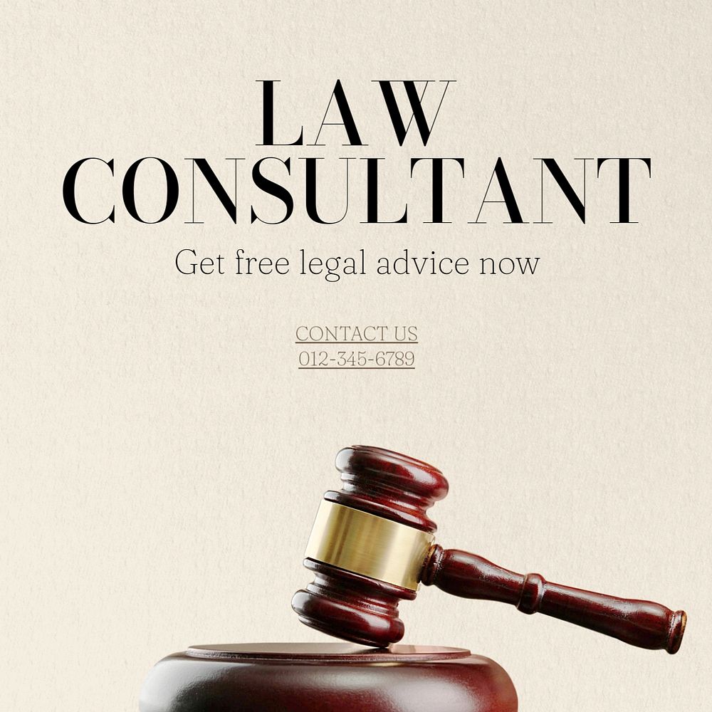 Law consultant Instagram post template, editable text