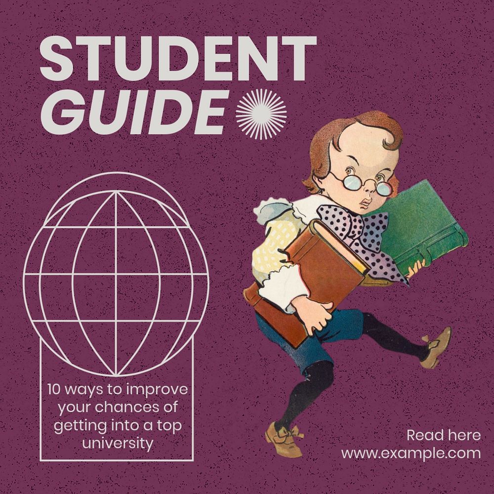 Student guide Instagram post template, editable text