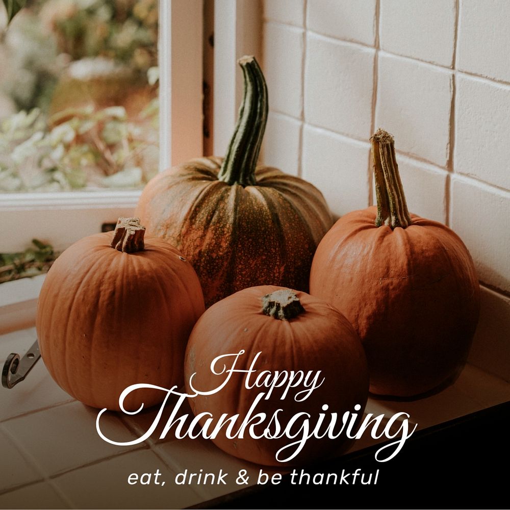 Thanksgiving Instagram post template, editable text