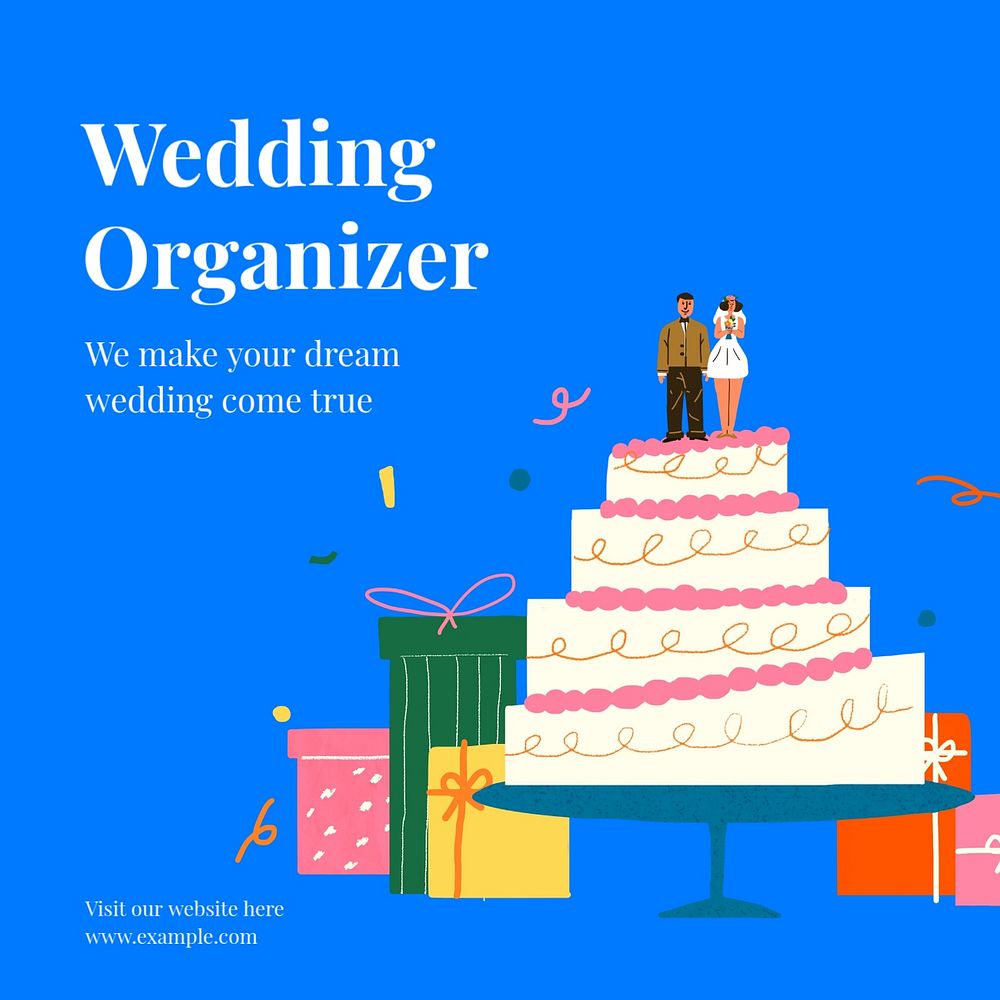 Wedding organizer Instagram post template, editable text