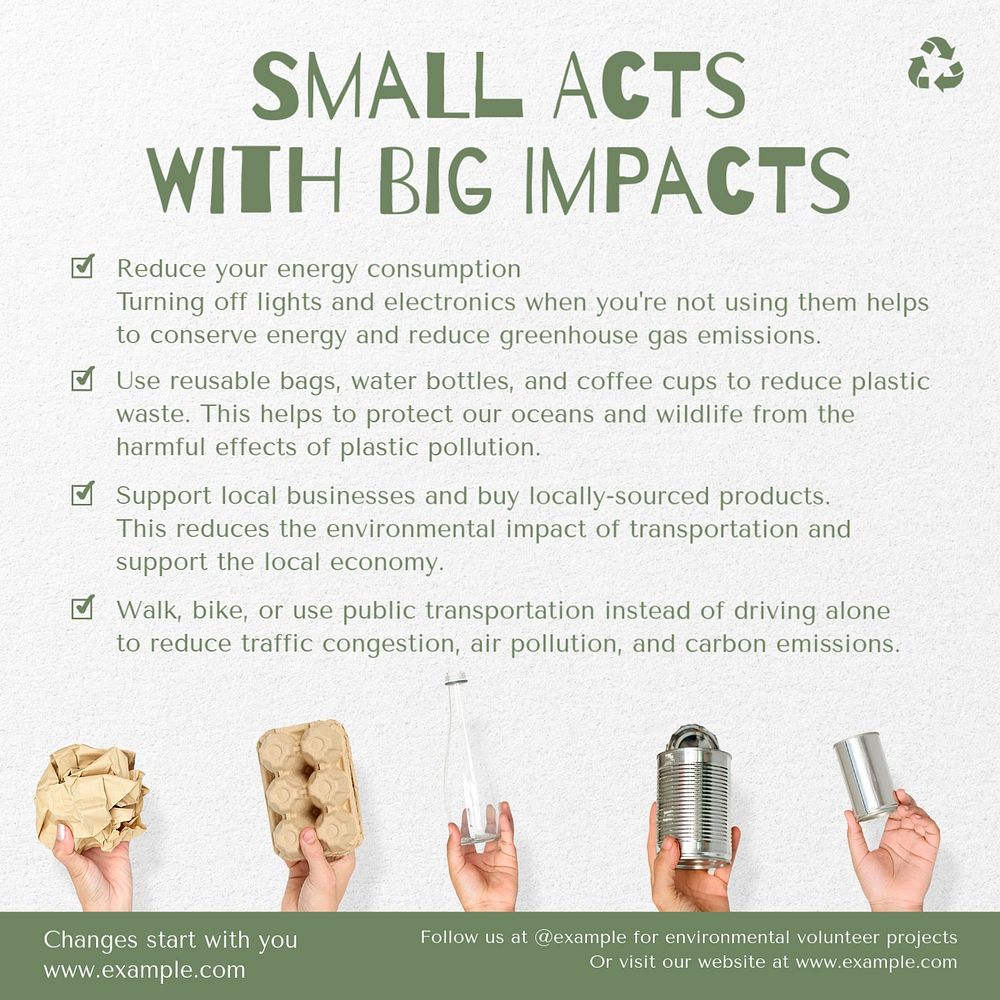 Small acts with big impacts Instagram post template, editable text