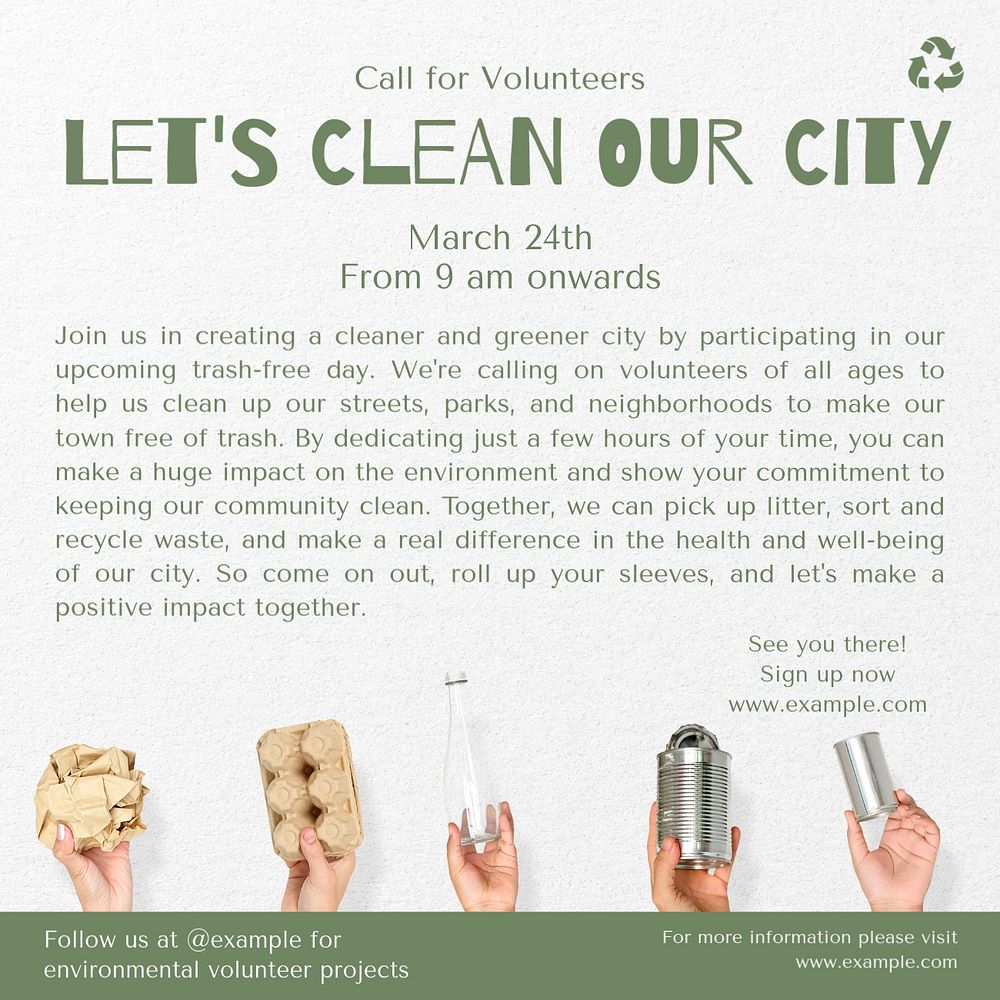 Let's clean our city Instagram post template, editable text