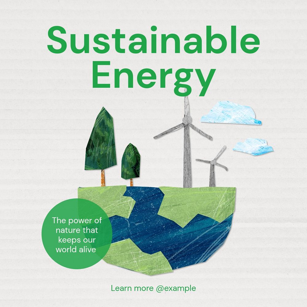 Sustainable energy Instagram post template, editable text