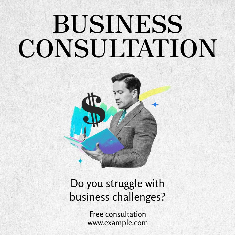 Business consultation Instagram post template, editable text