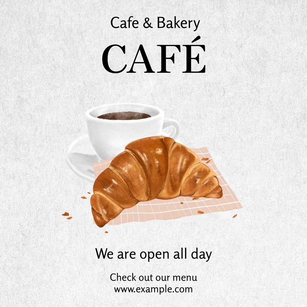 Cafe open Instagram post template, editable text