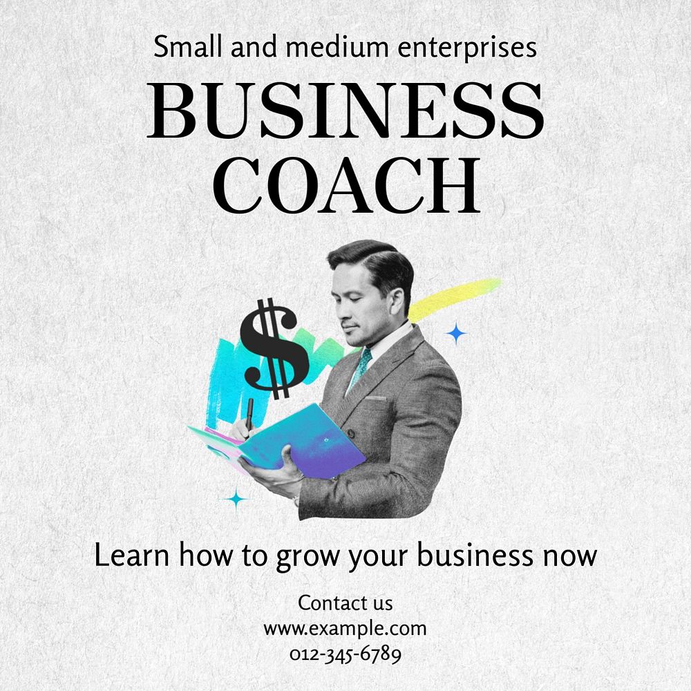 Business coach Instagram post template, editable text