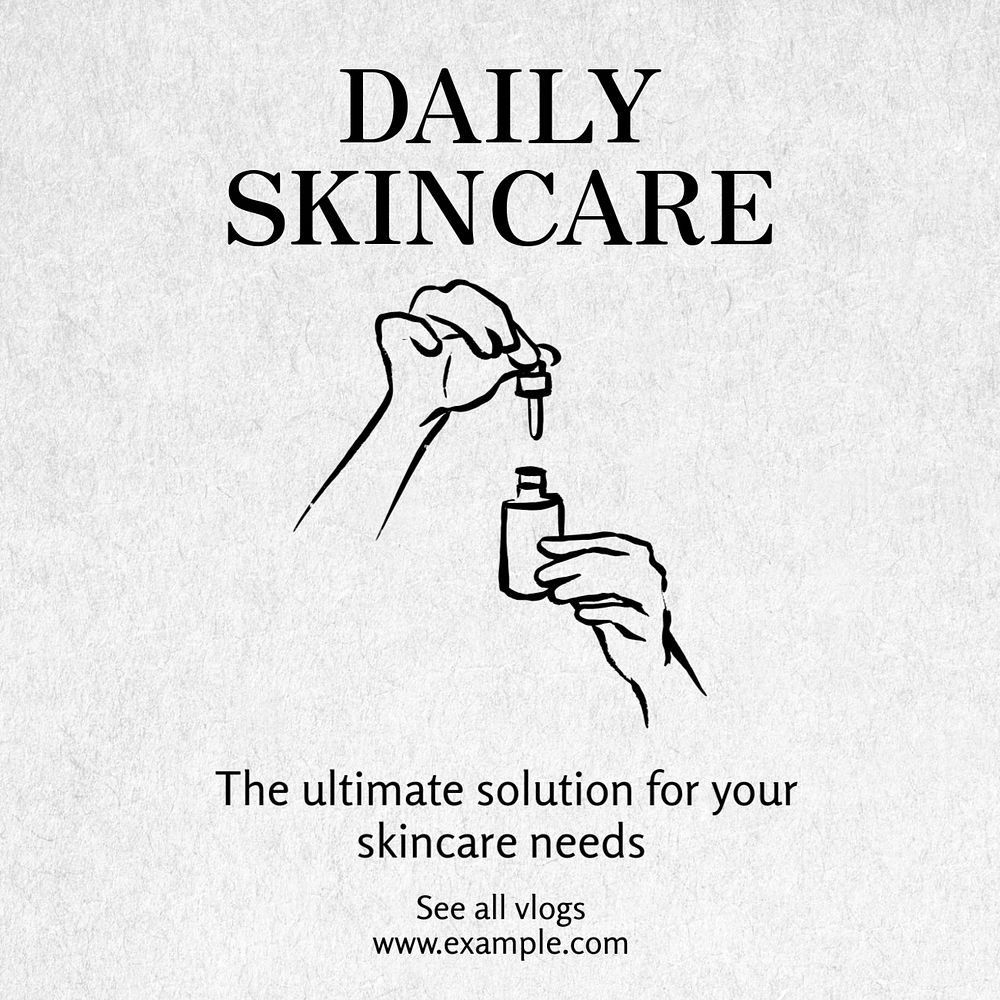 Daily skincare Instagram post template, editable text