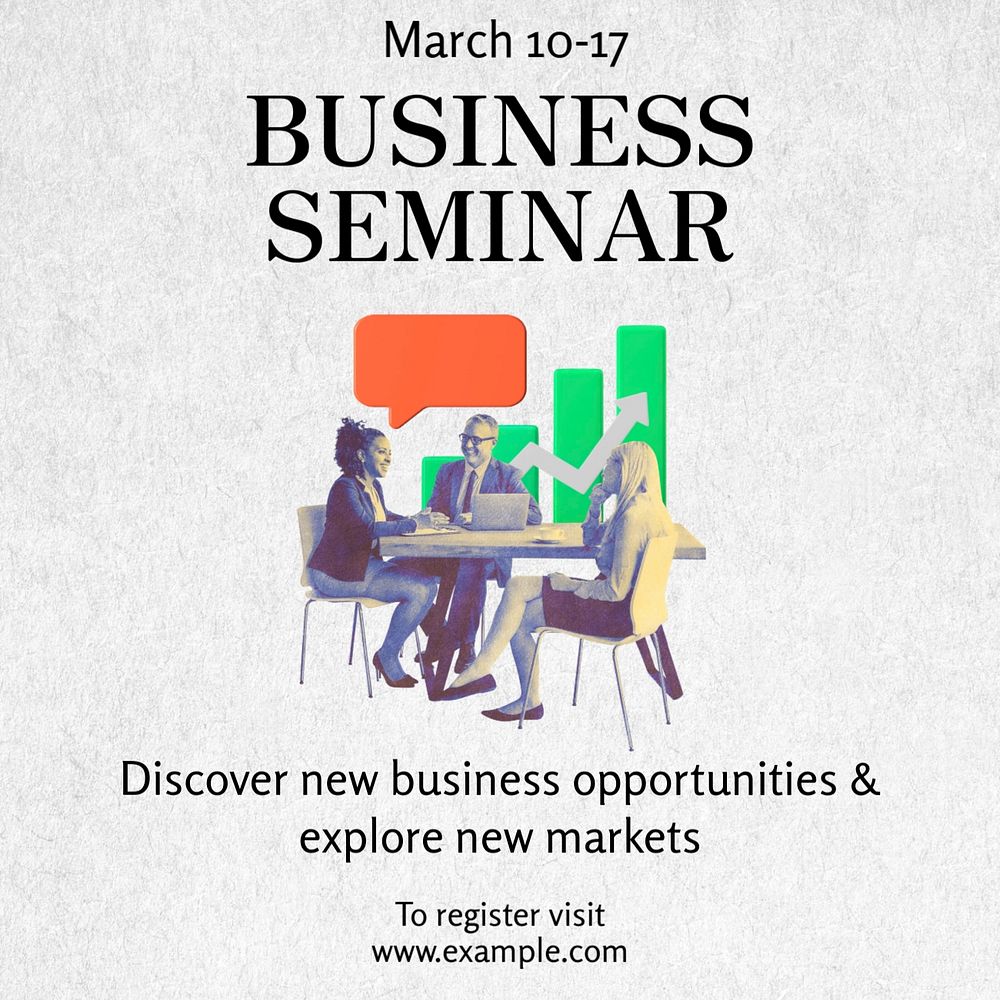 Business Seminar Instagram post template, editable text