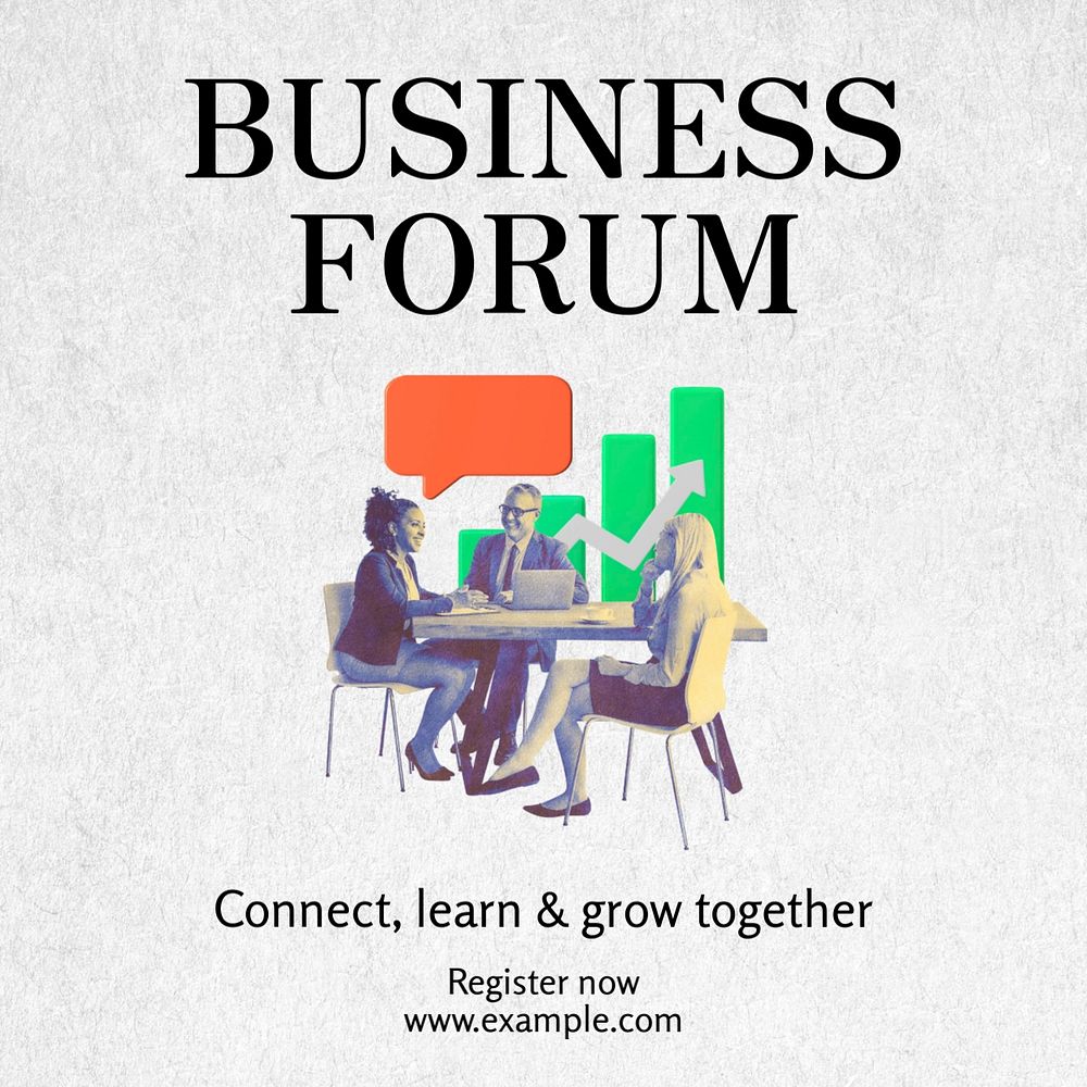 Business forum Instagram post template, editable text