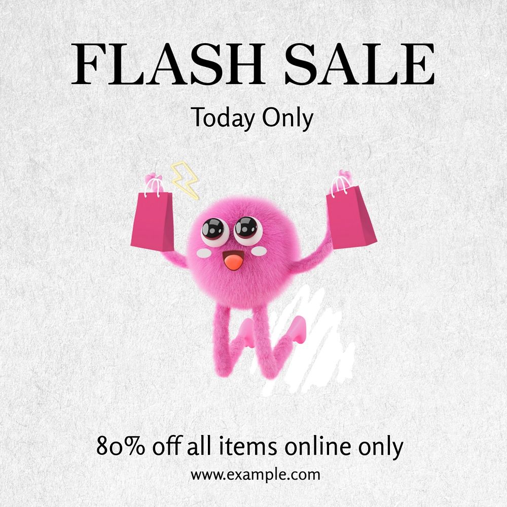 Flash sale Instagram post template, editable text