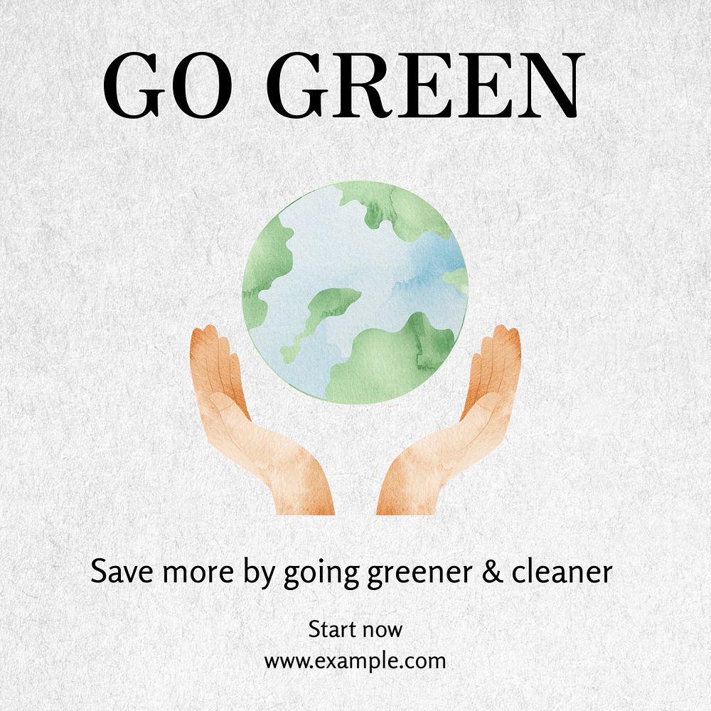 Go green Instagram post template, editable text