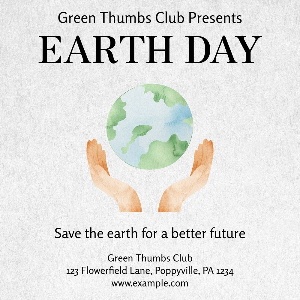 Earth day Instagram post template, editable text