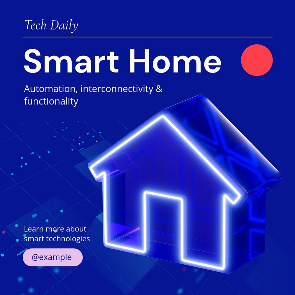 Smart home Instagram post template, editable text