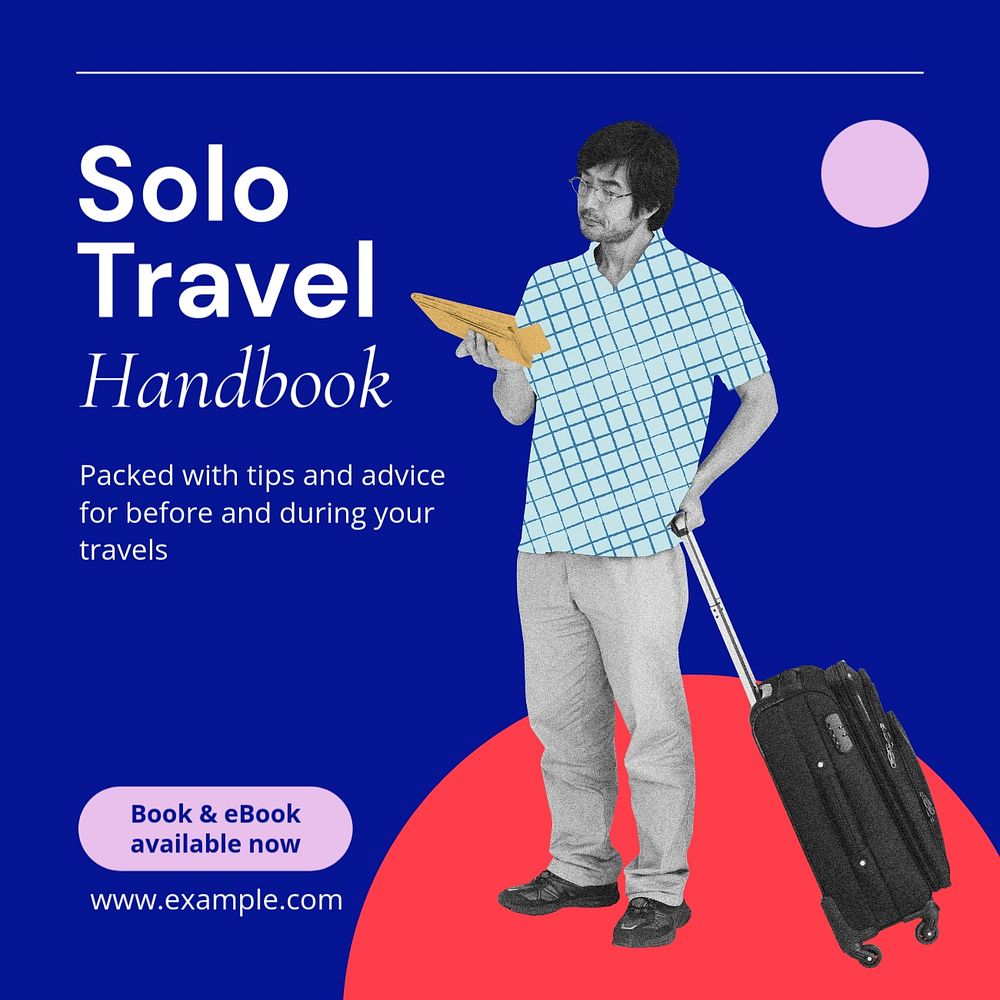 Solo travel Instagram post template, editable text