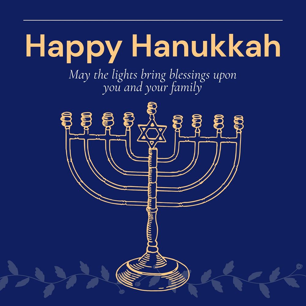 Happy Hanukkah Instagram post template, editable text