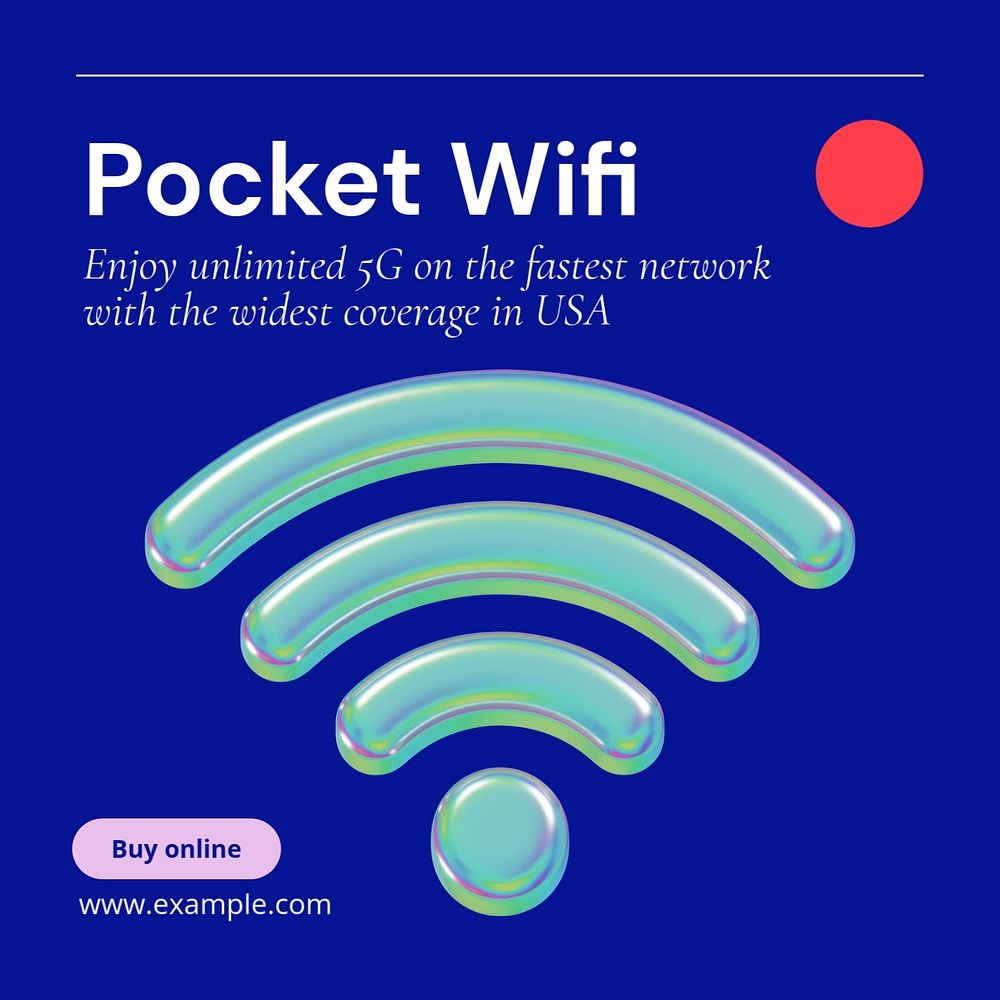 Pocket wifi Instagram post template, editable text