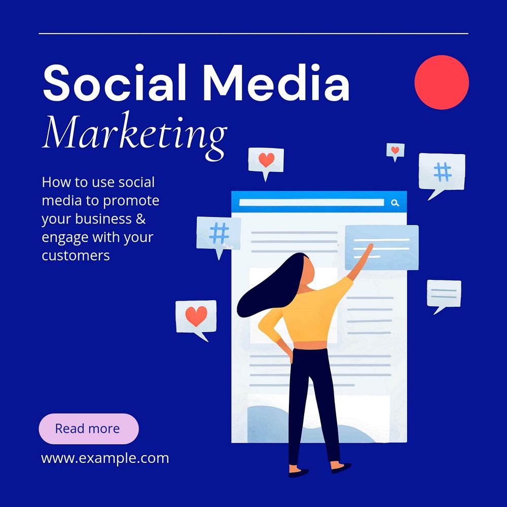 Social media marketing Instagram post template, editable text