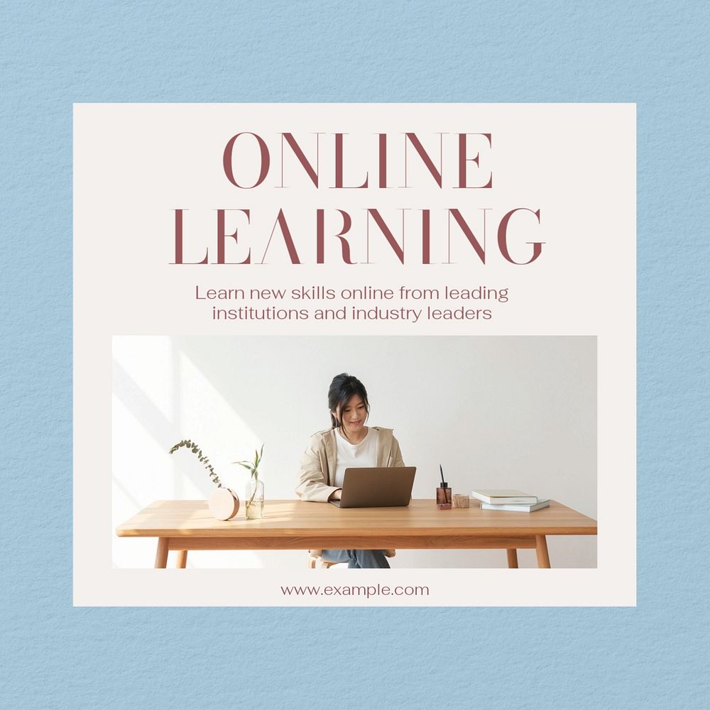 Online learning Instagram post template, editable text