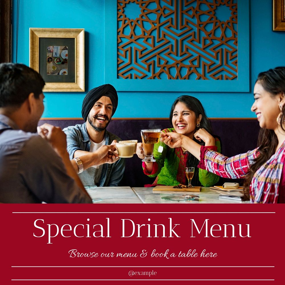 Special drink menu Instagram post template, editable text