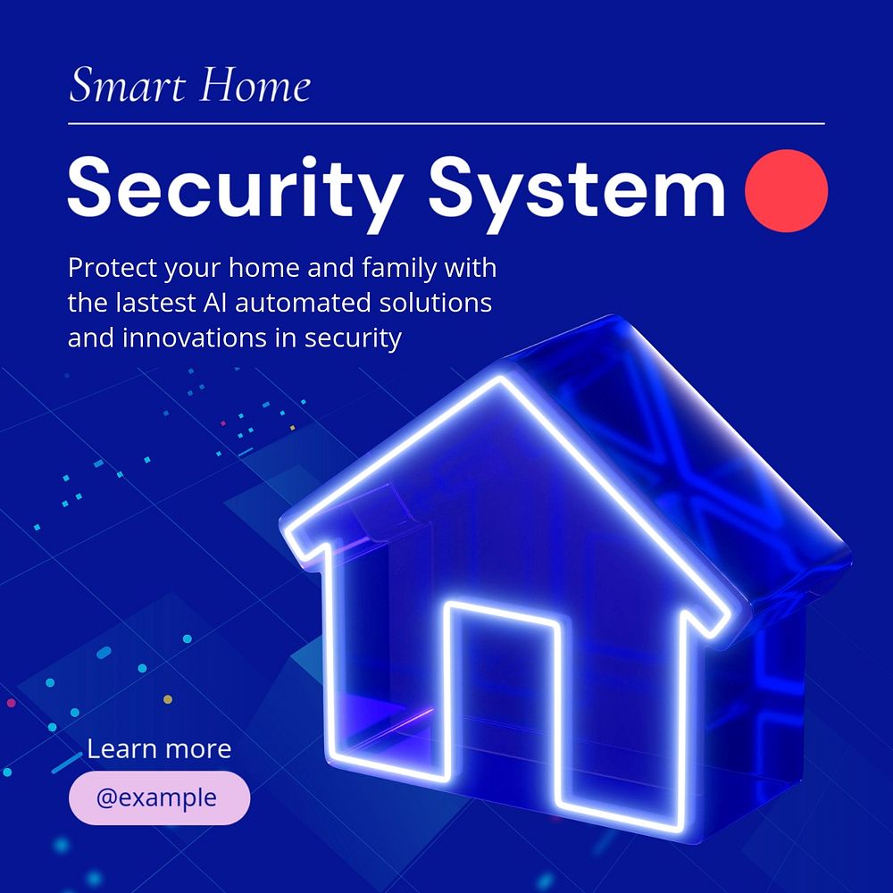 Smart home security Instagram post template, editable text