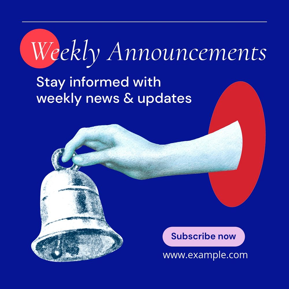 Weekly announcements Instagram post template, editable text