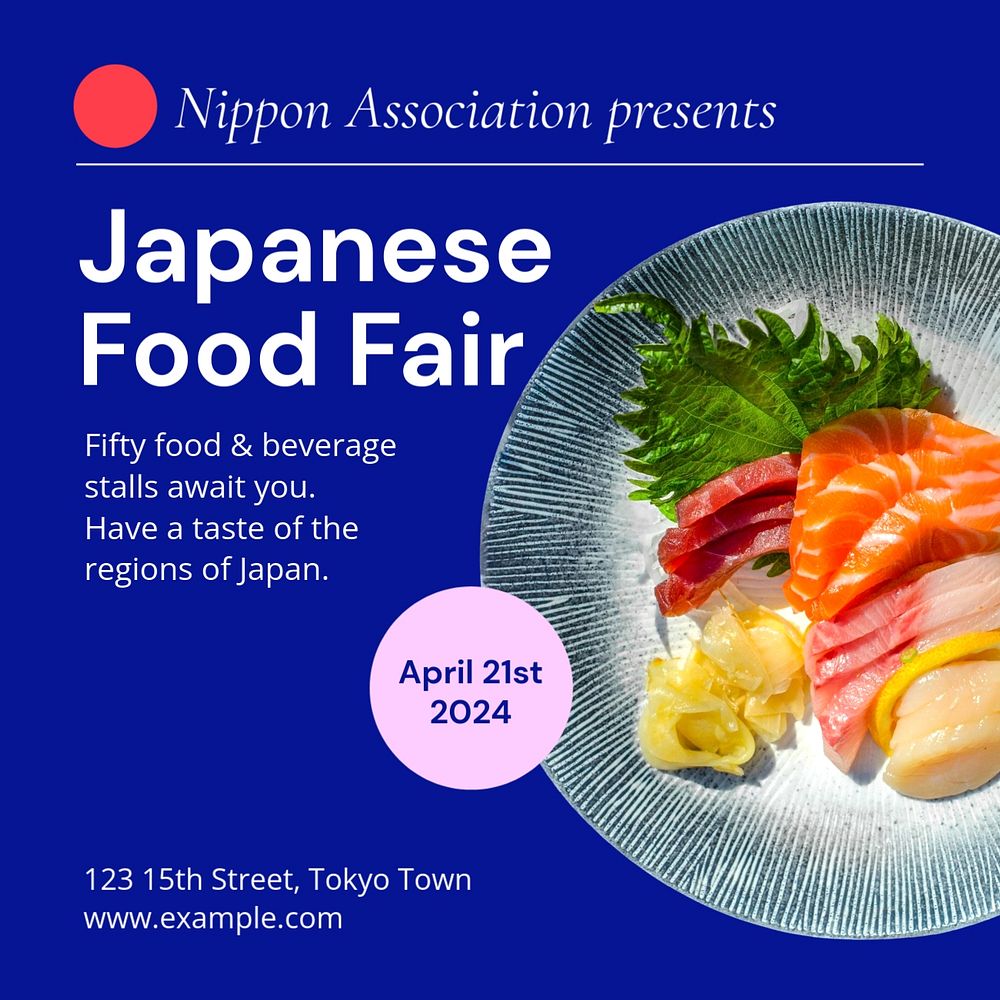 Japanese food fair Instagram post template, editable text